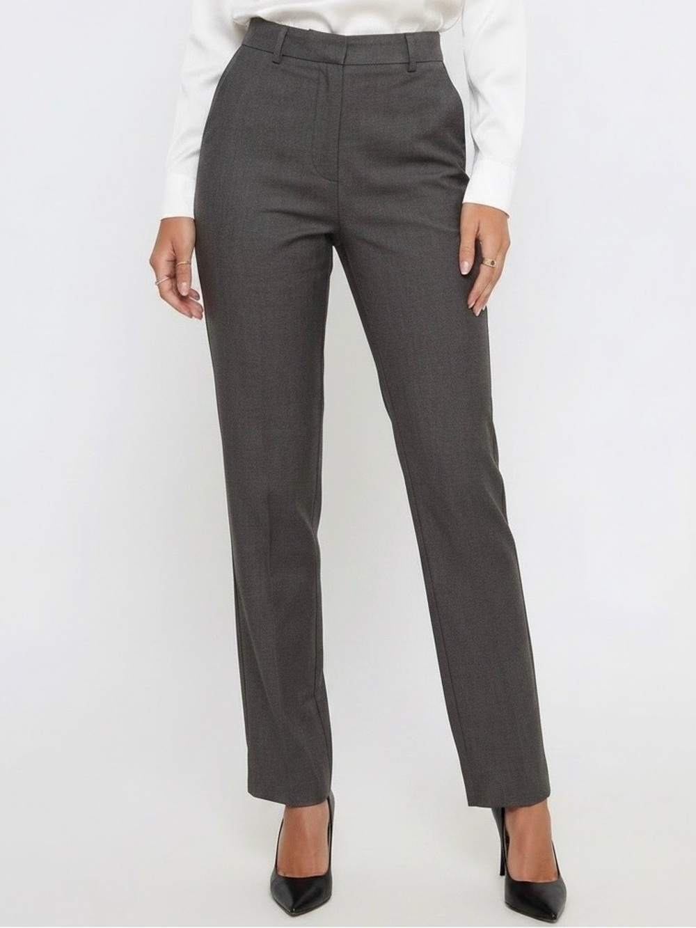 Banana Republic Women's Dark Gray High-Rise Straight Trousers